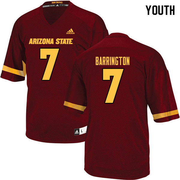 Youth #7 Beau Barrington Arizona State Sun Devils College Football Jerseys Sale-Maroon - Click Image to Close